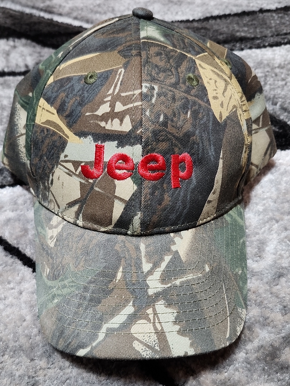 VINTAGE NISSIN JEEP RED EMBROIDERED CAMOUFLAGE COLLECTIBLE BASEBALL CAP HAT - Picture 11 of 13